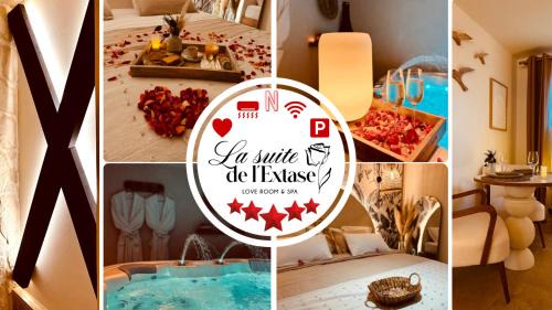 L'EXTASE - LOVE ROOM - Jacuzzi privé & Terrasse - Parking et Wifi Gratuit - Elégance & Confort - Une expérience Détente et Sensuelle à votre portée ! OFFRE SPÉCIALE
