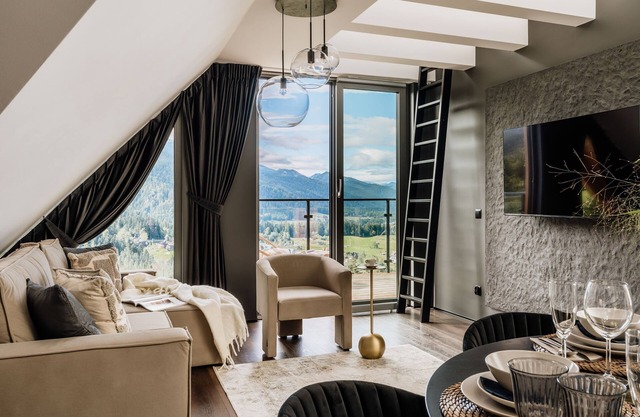 Modern apartment with mountain view and pool