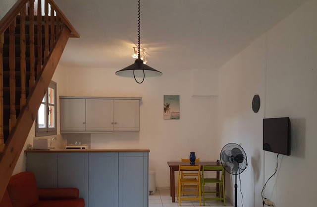 One bedroom house in Stoupa village Terrace & Balcony with Sea & Mountain views.