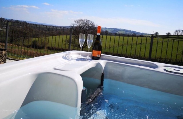 Private covered hot tub and beautiful views