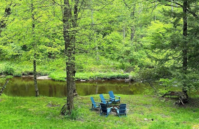 Real log cabin in the forest with modern amenities for the nature lover
