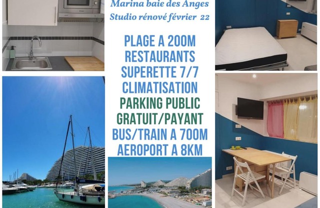 Studio Apartment between Nice and Cannes - Marina baie des Anges - Beach, restaurants, shops - tea/coffee/sugar/bed linen and towels
