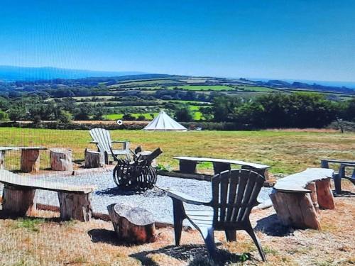 Summit Camping Kit Hill Rd Cornwall Panoramic Views Grass Pitch from 15pn or Bella Bell Tent 75pn