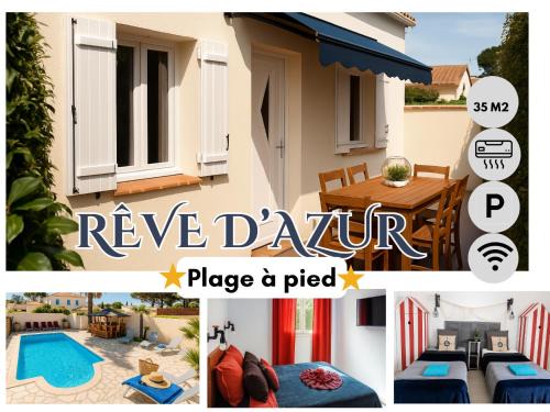 T3 35m2 plage de la Nartelle, piscine partagée, BBQ, parking, Wifi, 2 chambres 2 salles de bain, résidence le Rêve D'Azur