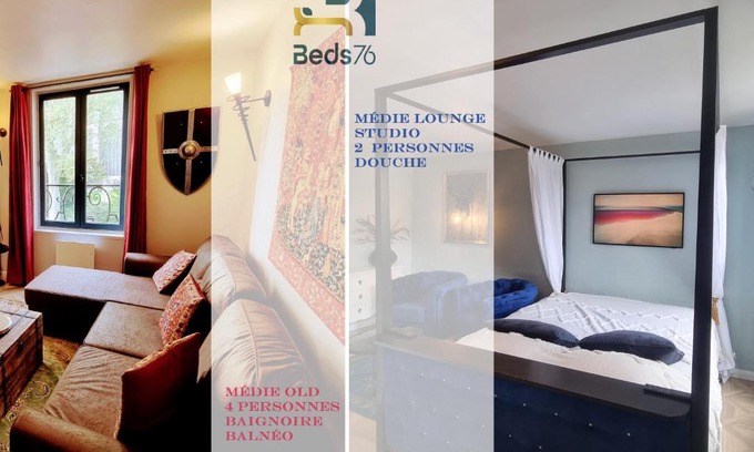 Rouen City Centre Apartment | 2 Appt MédiéLounge ou MédiéOld, Parking Vue magnifique par Beds76