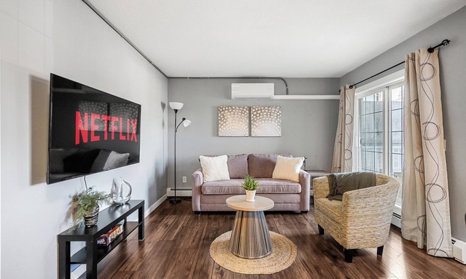 East Village Condo | 3-Bed by River, AC, Free Parking, Near Saddledome