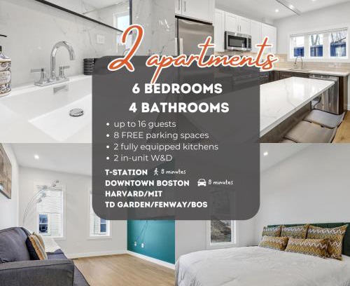 East Somerville Apartment | 6BR4Bth Parking BOS MIT Harvard TD Garden