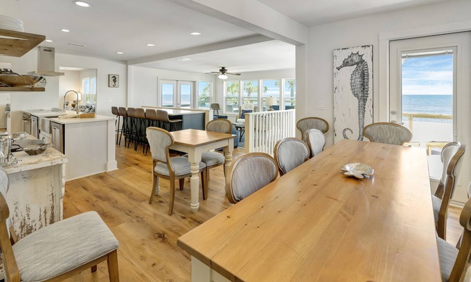 St. George Island House | 9 BR 7.5 BA Gulf Coast Beachfront Paradise with Private Pool and Dock-Sleeps 20+