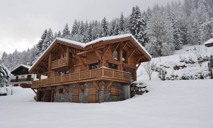Essert-Romand Ski Chalet | Beautiful, luxury self-catered chalet, outdoor hot tub, great views