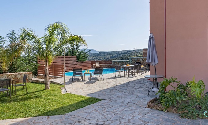 Apokoronas Villa | Bountiful Modern very spacious villa with Pool, featuring sea and mountain view.