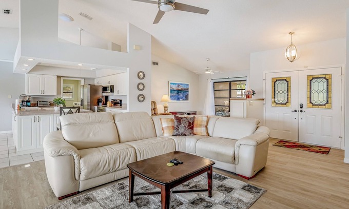 Pebble Beach House | Canal-front home with sandy beaches, golf courses, dock, & refreshing pool