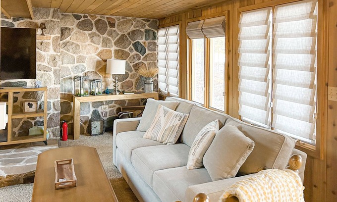 Conover House | Charming lakefront home with dock, fireplace, streaming, lake views, W/D, & AC