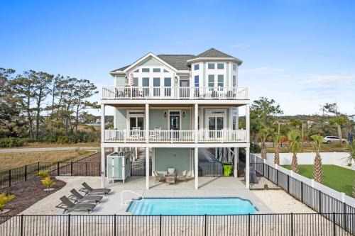 Ocean Isle Beach House | Coastal Charm Ocean Isle Beach custom beach home with 4 bedroom, 3 bath home with pool and elevator