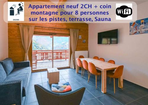 Saint-Jean-dʼAulps Apartment | Dans résidence neuve LE SNOW ROC sur les pistes, appartement 8 personnes 2 chambres et coin montagne avec Terrasse WIFI et SAUNA