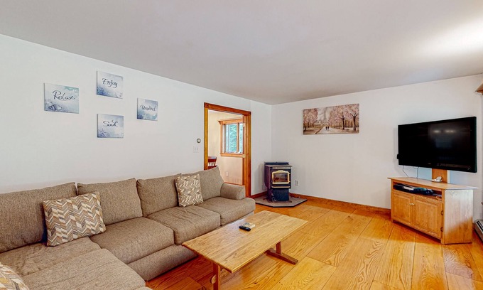 York Beach House | Dog-friendly rural home near beach with firepit, porches, grill, & pellet stove