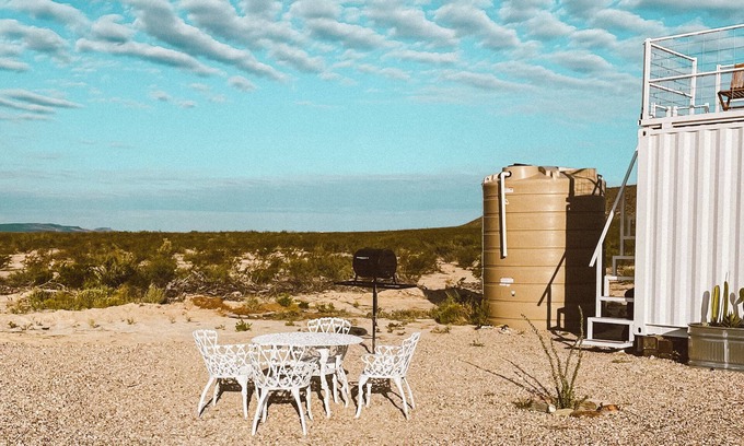 Alpine Cabin | Glow House - A Modern Container with a Stargazing Deck on Top.