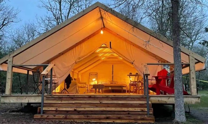 Bastrop House | Lakefront Glamping Safari Tent #5: The Hummingbird