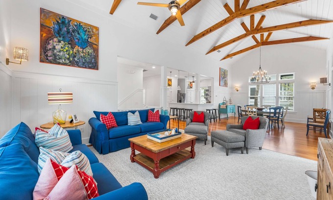 Cottage District House | Large Designer Home with Prime WaterColor Location near Tennis Center and Seasid