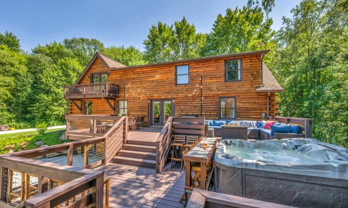 Hiram House | Log Home, Pvt Pond-Swim, Hot Tub