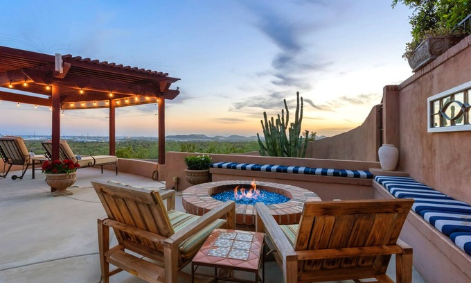 Desert View House | Luxurious dog-friendly home with amazing pool, pool spa, & mountain views