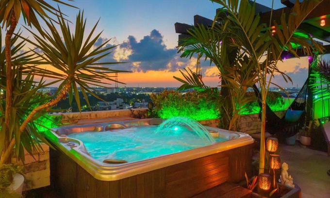 Downtown Cancun Apartment | Luxury 4 Bedroom Penthouse with Private Jacuzzi steps from hotel zone