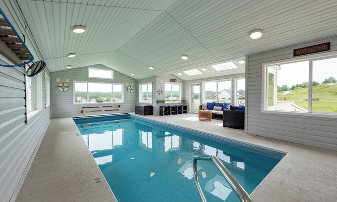 Waterfront Greens House | Luxury Lake Stay w/Pool, Deck & Game Room