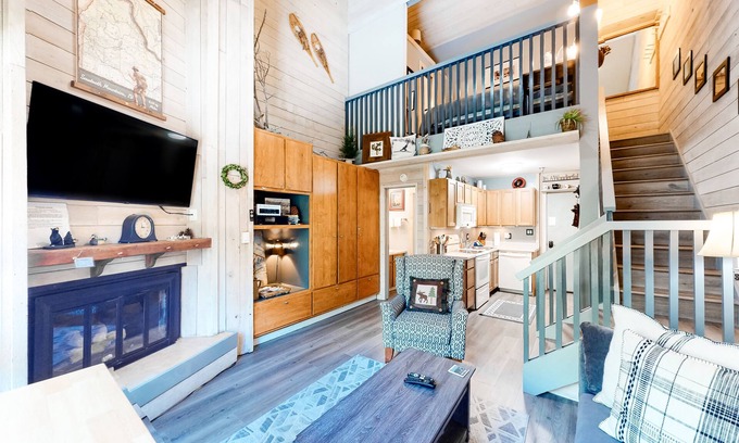 Elkhorn Village Apartment | Mountain studio & loft with fireplace, near skiing & trails