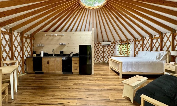 Bar Harbor RV Rental | New luxurious 24’ yurt located in Bar Harbor, Maine with access to Northeast Creek