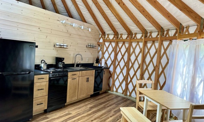 Bar Harbor RV Rental | New luxurious 24’ yurt located in Bar Harbor, Maine with access to Northeast Creek
