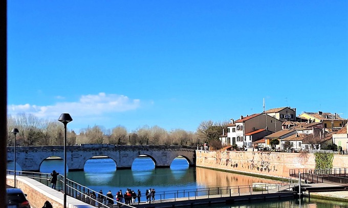 Rimini Historic Center Apartment | Nice,bright,with view of canal and Roman bridge,free parking-wifi-A/C