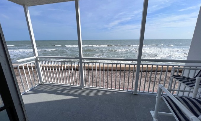 South Patrick Shores Condo | OCEANFRONT Condo! 2nd floor balcony 30' from ocean. 2 King bed, 2 full bath.