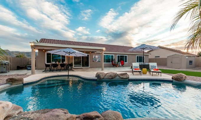 South Mountain House | Phoenix Backyard Oasis Pool Home! Sleeps 12, Game Room and Kids Playset too! home