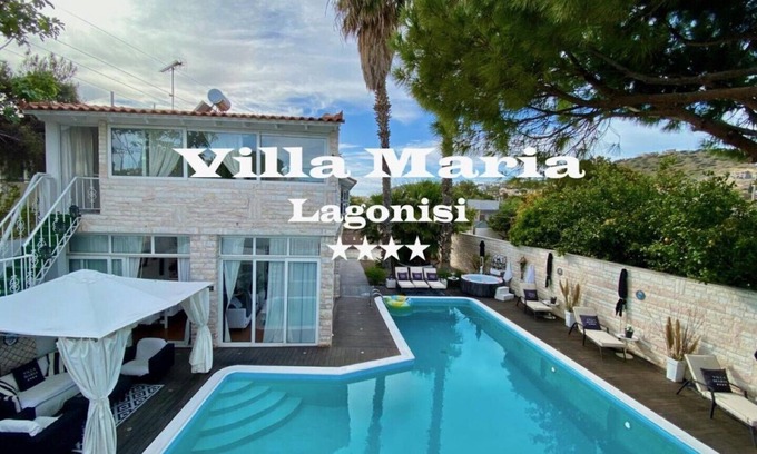 Saronikos Villa | Private 1st floor villa, with pool, jacuzzi, across the beach with mountain view