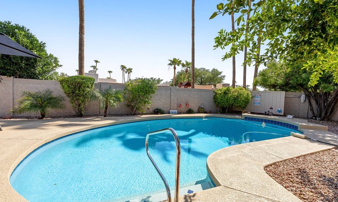 Raskin Estates House | Quiet Scottsdale retreat with enclosed yard, pool, patio, grill, game room & W/D