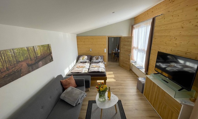 Marzoll Apartment | Römer apartment with sunny terrace, 40 sqm, bed-sitting room