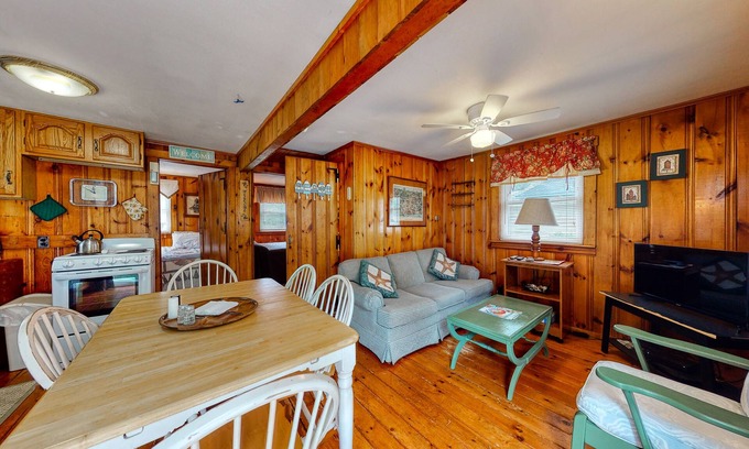 York Beach Cottage | Rustic & well-equipped cottage near the ocean w/gas grill, deck w/chairs, & lawn