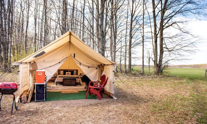 Otsego County House | Scenic Northern Michigan Glamping Tent on a Regenerative Farm
