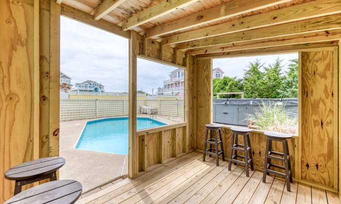 Ocean Isle Estates House | Semi oceanfront Avon home w/private pool, hot tub, elevator, & rec room!