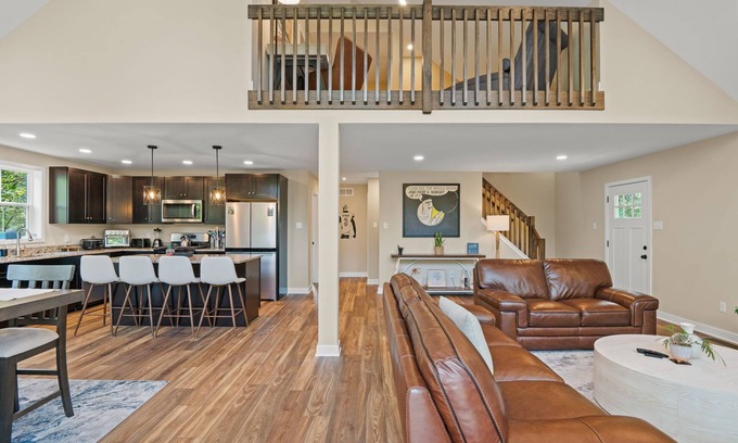 Albrightsville Ski Chalet | Spacious New Pocono Chalet, Game Room, Fireplace, BBQ, Open Main Floor!