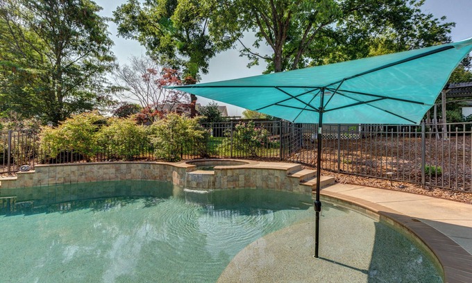Mooresville House | Spacious Oasis with heated pool/spa, covered patio, office & near Lake Norman