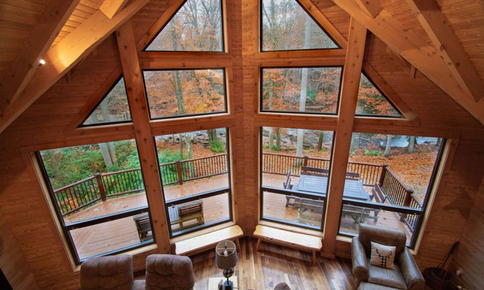 Rockwood Ski Chalet | Stream Front Log Home near 7 Springs, 4 BR