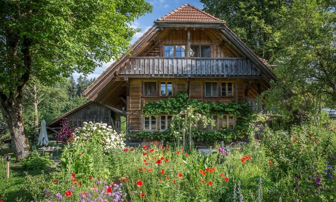 Rueggisberg Apartment | Studio in farmhouse, biodiverse with pond & sauna, pure nature