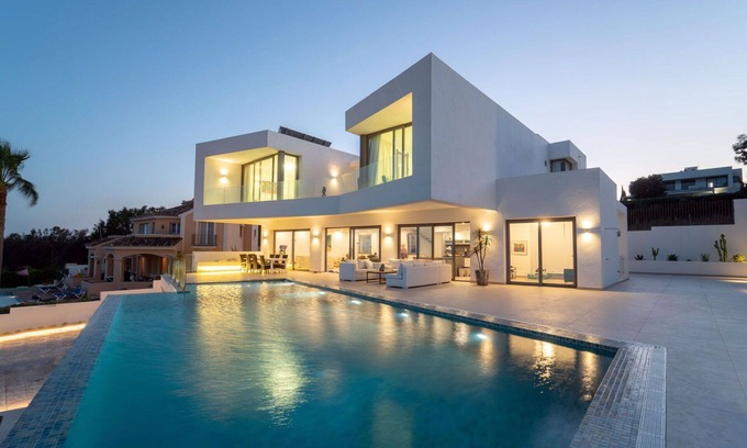 Manilva Villa | Stunning private villa for 10 guests with A/C, WIFI, private pool, TV, terrace and pets allowed