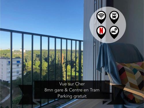 Tours Apartment | T2 lumineux vue sur Cher, 8mn Gare & centre
