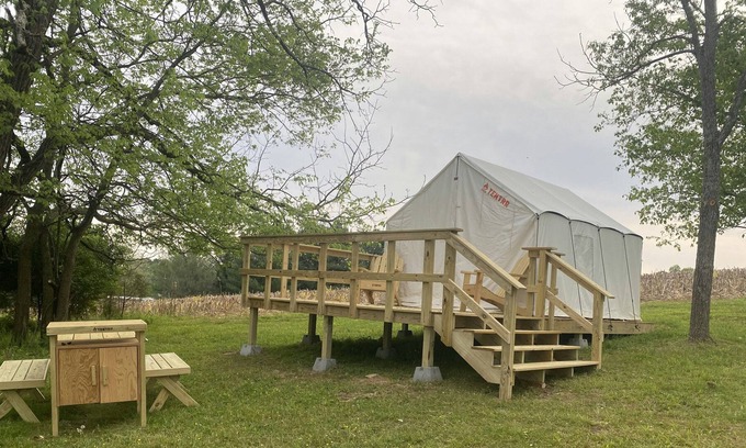 Bluff City RV Rental | Tentrr Signature Site - Huckleberry Hideaway at The Stickley Farm