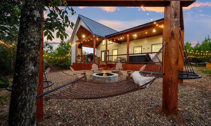 Broken Bow Ski Chalet | Under the Stars: Secluded, Hot Tub, Firepit, Pets, Games