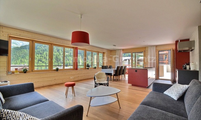 Grimentz Apartment | Very comfortable flat for 6 people, living room, kitchen area with dishwasher, 1 double bedroom, 1 2