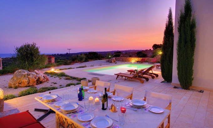 Karavados Villa | Villa 'Nautilos Ideales Resort' with Sea View, Wi-Fi and Air Conditioning