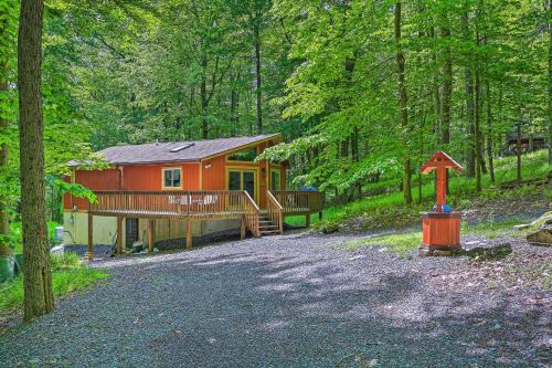 Locust Lake Village House | Walk to Lake and Beach Pocono Cabin with Fire Pit