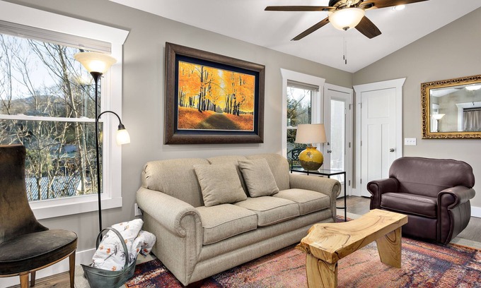Waynesville Cottage | Walk to Main Street shops and eateries! Pet-friendly and high-speed internet.